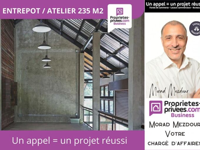 Roubaix limite Flers – Entrepôt / local 150 m2 Parking privé 86 m2