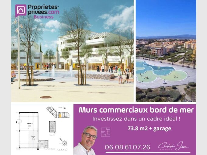 PORT LEUCATE –  MURS COMMERCIAUX 74 m² avec garage