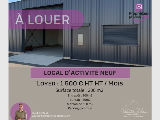SECTEUR CARCASSONNE – LOCAL D’ACTIVITE NEUF- BUREAU – ENTREPOT