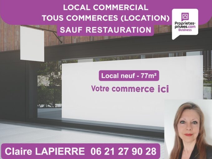RENNES – A louer, Local commercial neuf, Brut de Béton – 77 m²