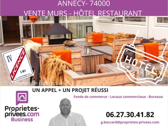 Secteur ANNECY – MURS COMMERCIAUX LOUES, HOTEL RESTAURANT  3000 m² de terrain