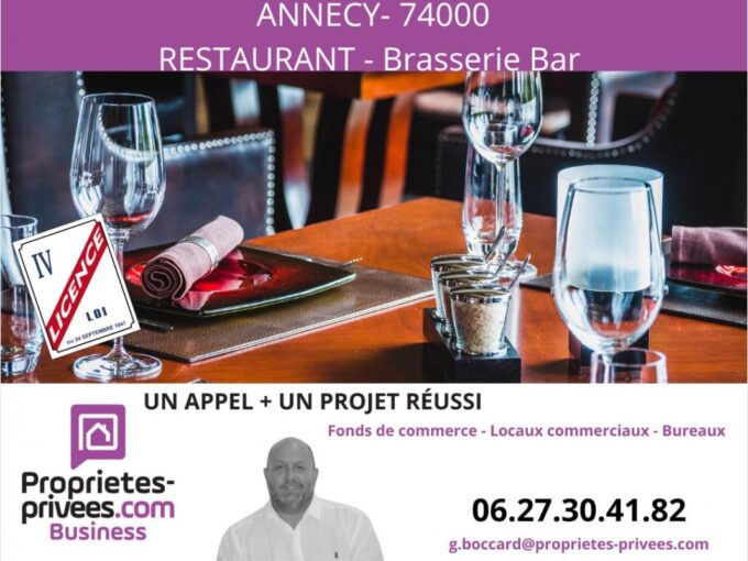 Secteur ANNECY – RESTAURANT BAR BRASSERIE 180 COUVERTS, TERRASSE