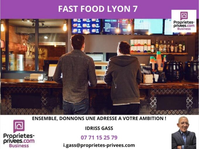 69007 LYON –  Restauration Rapide 60 couverts, Terrasse 20 places