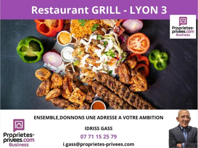 69003 LYON –  FONDS DE COMMERCE RESTAURANT GRILL, TERRASSE