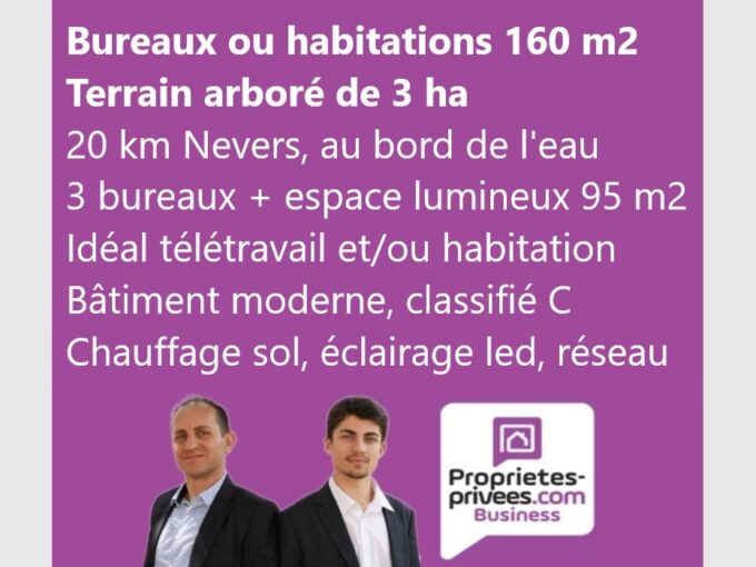 NIEVRE – CONSTRUCTION ATYPIQUE 160 M2 SUR TERRAIN 3 HA, AU BORD DE L’EAU